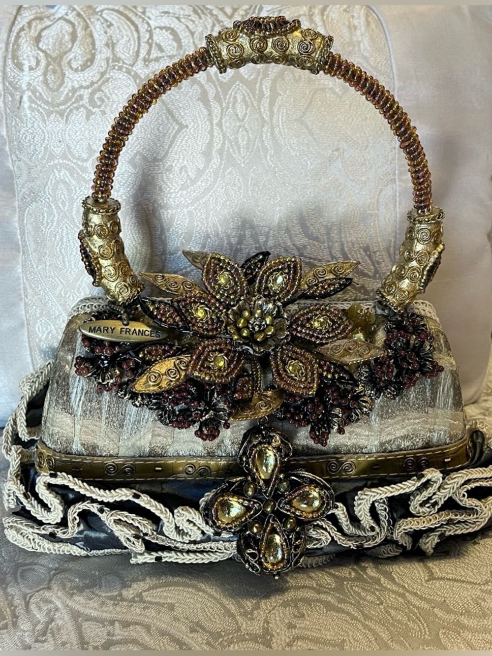 Mary Frances Vintage Ornate Ombré Beaded Floral Purse Clutch Handbag, EUC
